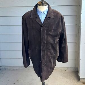 BANANA REPUBLIC Dark Brown‎ Suede Leather Mens XL Full Button Up Jacket VTG